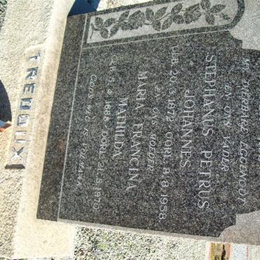 TREDOUX Stephanus Petrus Johannes 1872-1958 &amp; Maria Francina Mathilda 1888-1970