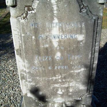 TOIT Jacobus Francois, du 1857-1913 :: DU TOIT Elize -1945