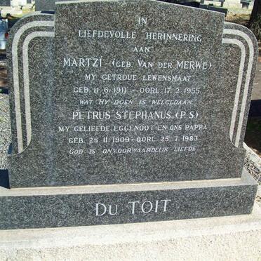 TOIT Petrus Stephanus, du 1909-1983 &amp; Martzi VAN DER MERWE 1911-1955