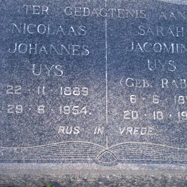 UYS Nicolaas Johannes 1889-1954 &amp; Sarah Jacomina RABIE 1891-1965 :: UYS Lala 1902-1992_2