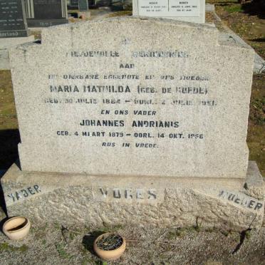 VOGES Johannes Andrianis 1879-1956 &amp; Maria Mathilda DE GOEDE 1884-1951