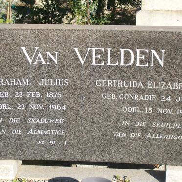 VELDEN Abraham Julius, van 1875-1964 &amp; Gertruida Elizabeth CONRADIE 1889-1981