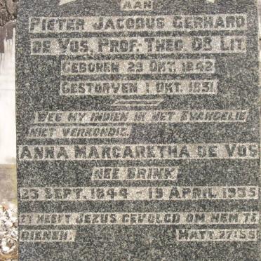 VOS Pieter Jacobus Gerhard, de 1842-1931 &amp; Anna Margaretha BRINK 1844-1935