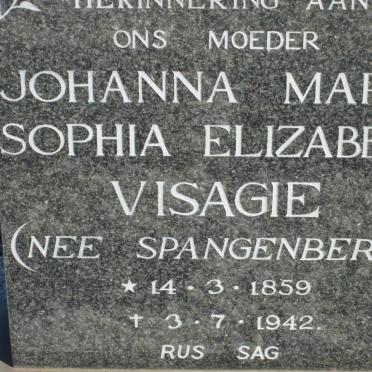 VISAGIE Johanna Maria Sophia Elizabeth nee SPANGENBERG 1859-1942