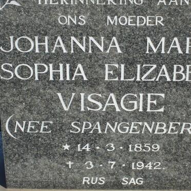 VISAGIE Johanna Maria Sophia Elizabeth nee SPANGENBERG 1859-1942