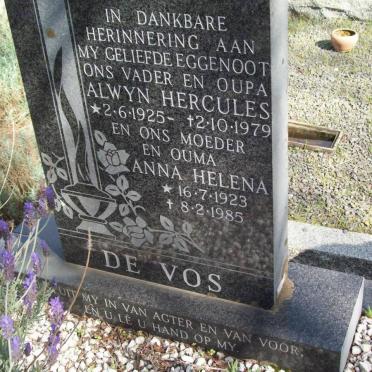 VOS Alwyn Hercules, de  1925-1979 &amp; Anna Helena 1923-1985