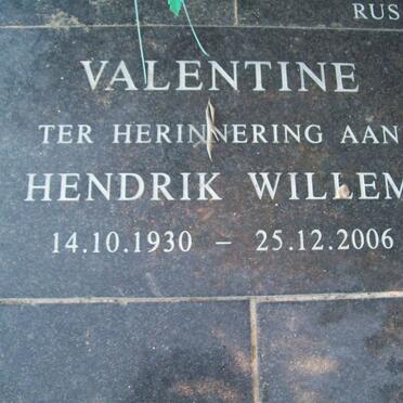 VALENTINE Hendrik Willem 1930-2006