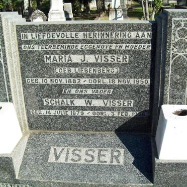 VISSER Schalk W. 1879-1956 &amp; Maria J. LIEBENBERG 1882-1950