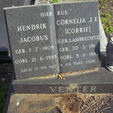 VENTER Hendrik Jacobus 1909-1983 &amp; Cornelia J.F. LAMBRECHTS 1914-1983