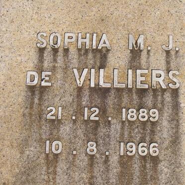 VILLIERS Sophia M.J., de 1889-1966