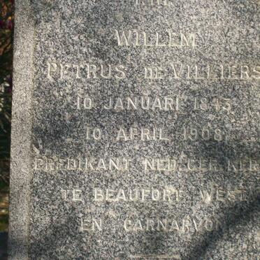 VILLIERS Willem Petrus, de 1843-1905 &amp; Maria Petronella VAN REENEN 1850-1921