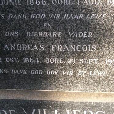 VILLIERS Andreas Francois, de 1864-1953 &amp; Maria Johanna ? 1866-194?