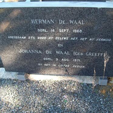 WAAL Herman, de -1968 &amp; Johanna GREEFF -1961