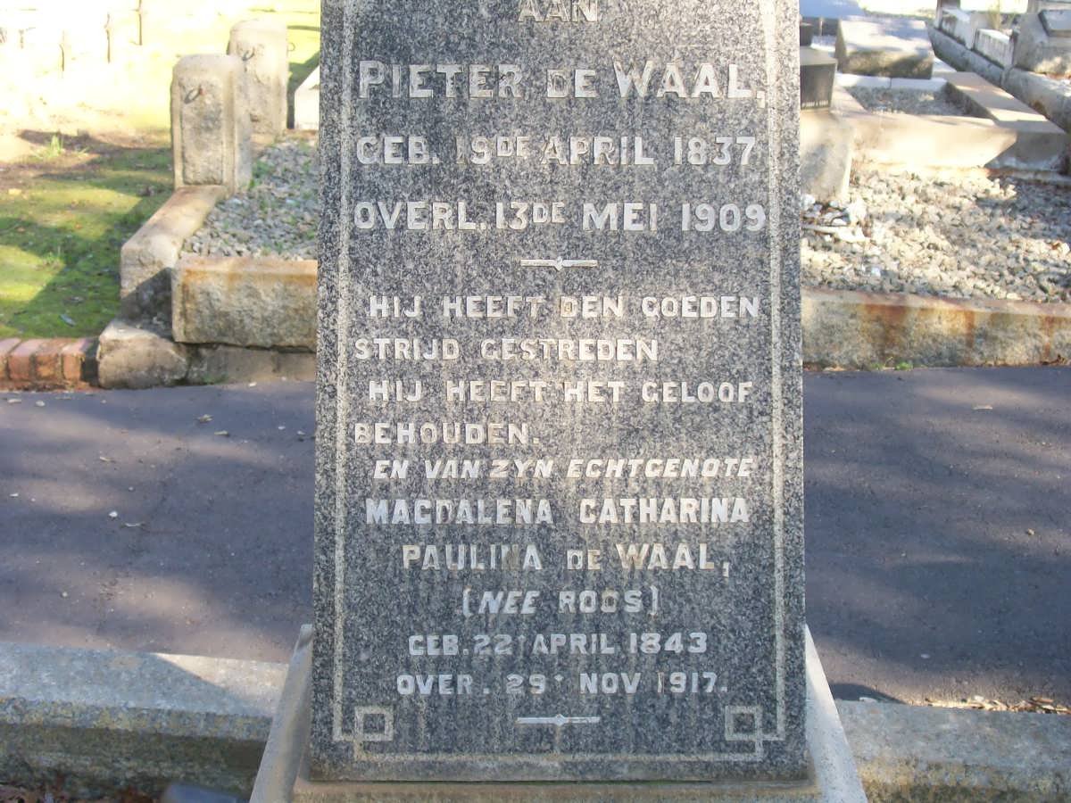 WAAL Pieter, de 1837-1909 &amp; Magdalena Catharina Paulina ROOS 1843-1917