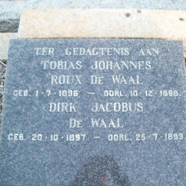 WAAL Tobias Johannes Roux, de 1896-1898 :: DE WAAL Dirk Jacobus 1897-1899