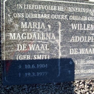 WAAL Willem Adolph, de 1904-1993 &amp; Maria Magdalena SMIT 1904-1977