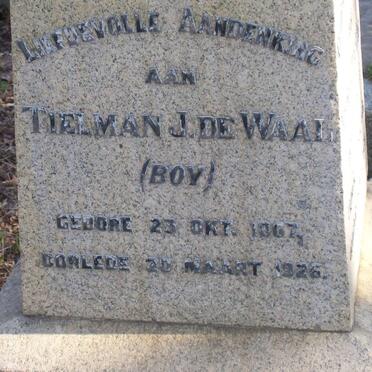 WAAL Tielman J., de 1867-1926 &amp; Hester A.F. THERON 1871-19?9