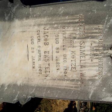 WAHL Hester Samelia nee KOTZE -1904 :: EKSTEEN Jacob -1905