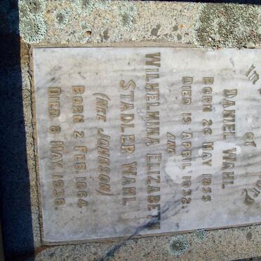 WAHL Daniel 1855-1932 &amp; Wilhelmina Elizabeth Stadler nee JOHNSON 1864-1938