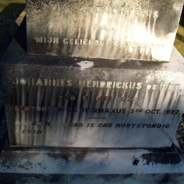 WET Johannes Hendrickus, de 1872-1922