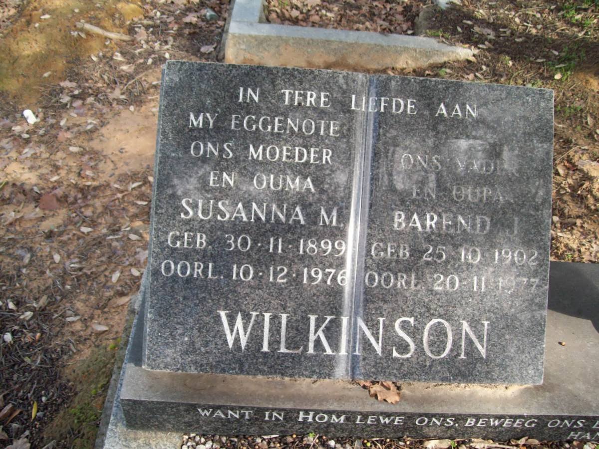 WILKINSON Barend J. 1902-1977 &amp; Susanna M. 1899-1976