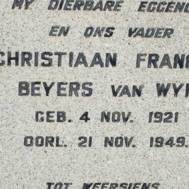 WYK Christiaan Francois Beyers, van 1921-1949