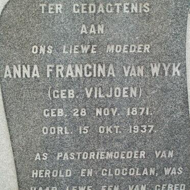 WYK Anna Francina nee VILJOEN 1871-1937