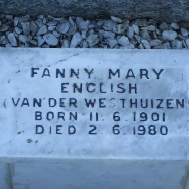 ENGLISH Fanny Mary nee VAN DER WESTHUIZEN 1901-1980