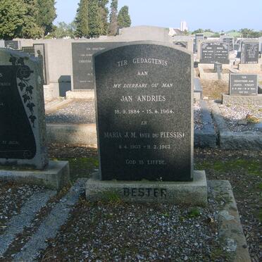 BESTER Jan Andries 1884-1964 &amp; Maria J.M. DU PLESSIS 1903-1967