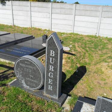 BURGER Alwyn Jacobus 195?-2001 &amp; Helena Antoinette 1925-2008