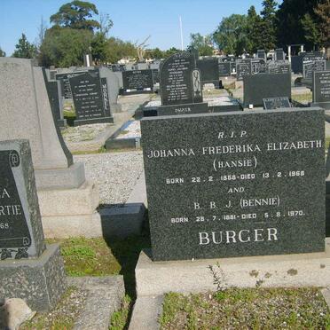 BURGER B.B.J. 1881-1970 &amp; Johanna Frederika Elizabeth 1888-1968