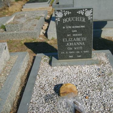 BOUCHER Elizabeth Johanna nee DE WET 1901-1980