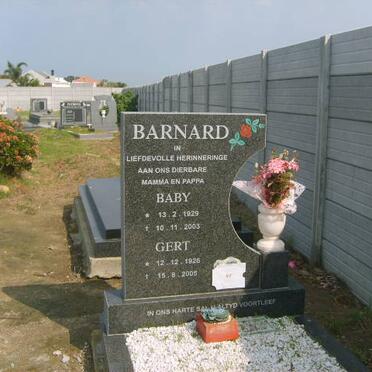 BARNARD Gert 1926-2005 &amp; Baby 1929-2003
