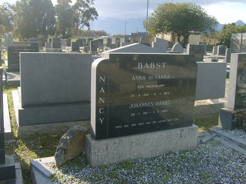 BABST Johannes Daniel 1911-1985 &amp; Anna Susanna BREDENKAMP 1910-1972