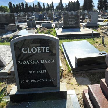 CLOETE Susanna Maria nee BREET 1902-1994