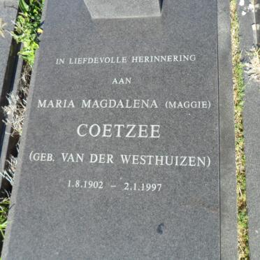 COETZEE Maria Magdalena nee VAN DER WESTHUIZEN 1902-1997