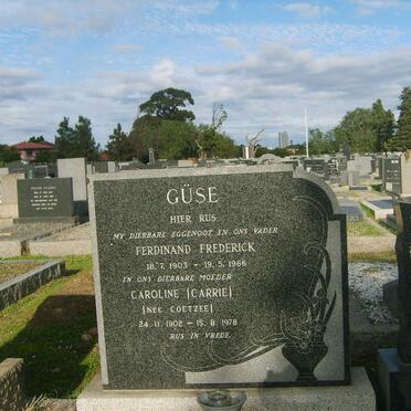 GUSE Ferdinand Frederick 1903-1966 &amp; Caroline COETZEE 1902-1978