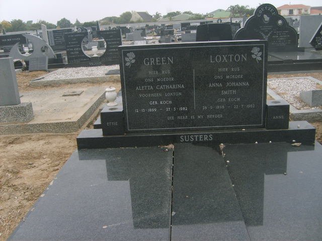 GREEN Aletta Catharina formerly LOXTON nee KOCH 1899-1981 :: LOXTON Anna Johanna Smith nee KOCH 1898-1982
