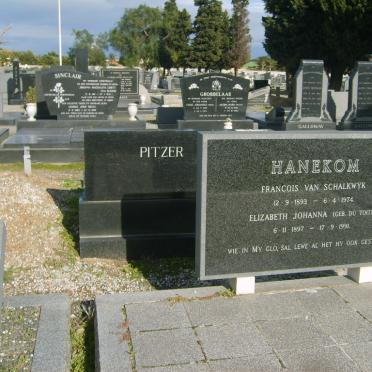 HANEKOM Francois van Schalkwyk 1893-1974 &amp; Elizabeth Johanna  DU TOIT 1897-1991