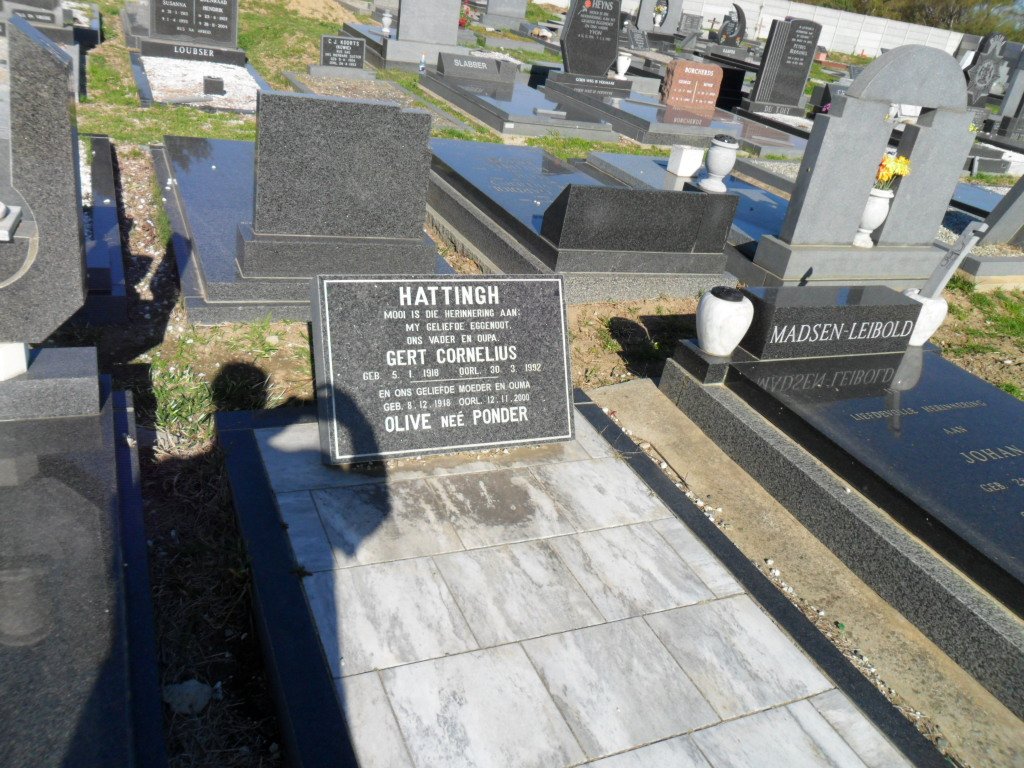 HATTINGH Gert Cornelius 1918-1992 &amp; Olive PONDER 1918-2000