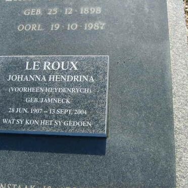 ROUX Johanna Hendrina, le formerly HEYDENRYCH nee JAMNECK 1907-2004