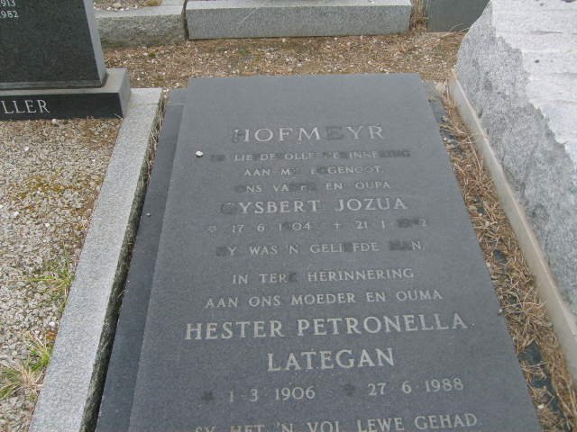 HOFMEYR Gysbert Jozua 1904-1982 & Hester Petronella Lategan HUGO 1906-1988