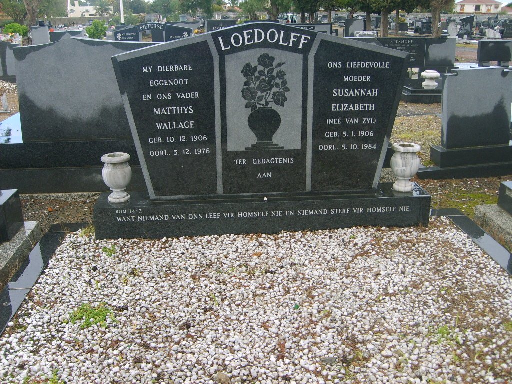 LOEDOLFF Matthys Wallace 1906-1975 &amp; Susannah Elizabeth VAN ZYL 1906-1984