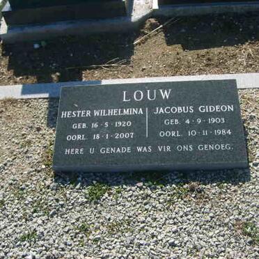 LOUW Jacobus Gideon 1903-1984 &amp; Hester Wilhelmina 1920-2007