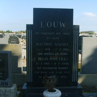 LOUW Matthys Machiel 1896-1969 &amp; Belia VAN LILL 1910-2006