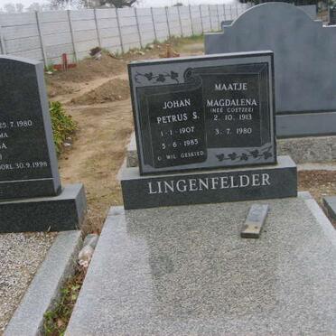 LINGENFELDER Johan Petrus S. 1907-1985 &amp; Maatje Magadalena COETZEE 1913-1980