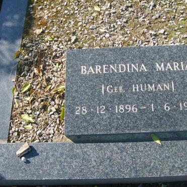 HUMAN Barendina Maria 1896-1980