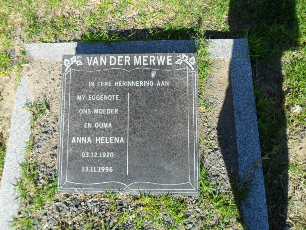 MERWE Anna Helena, van der 1920-1996
