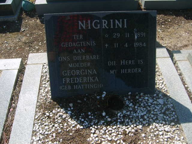 NIGRINI Georgina Frederika nee HATTINGH 1891-1984