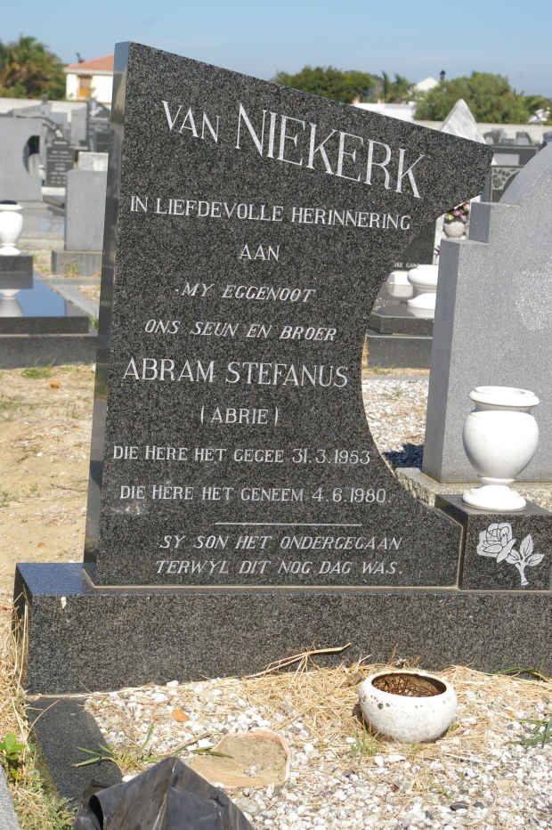 NIEKERK Abram Stefanus, van 1953-1980